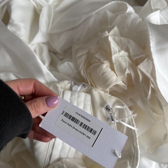 NWT Reformation Elena Satin Long Gown Bridal Dress Strapless Ivory w/ Train Sz 4 - Picture 3 of 10